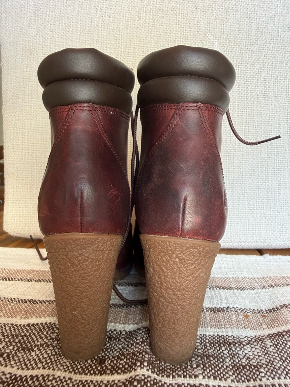 Timberland Burgundy Leather Lace-Up Ankle Boots - Picture 4 of 7